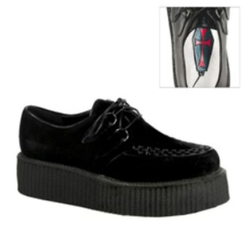 Demonia Black V-Suede Creepers